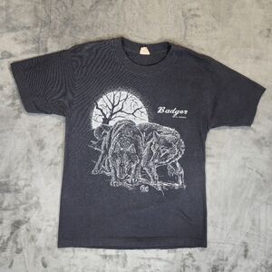 Vintage Badger Newfoundland Wolf Wildlife Souvenir T Shirt Size Small
